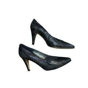 Caressa Black Snakeskin Style Heels 7